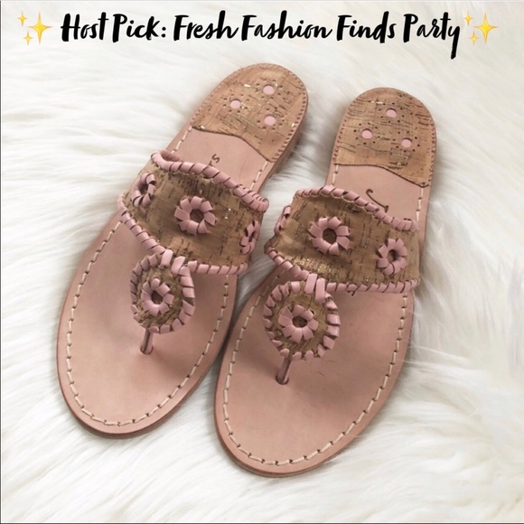 Jack Rogers Shoes - JACK ROGERS Blush and Cork Napa Valley Flat Sandal